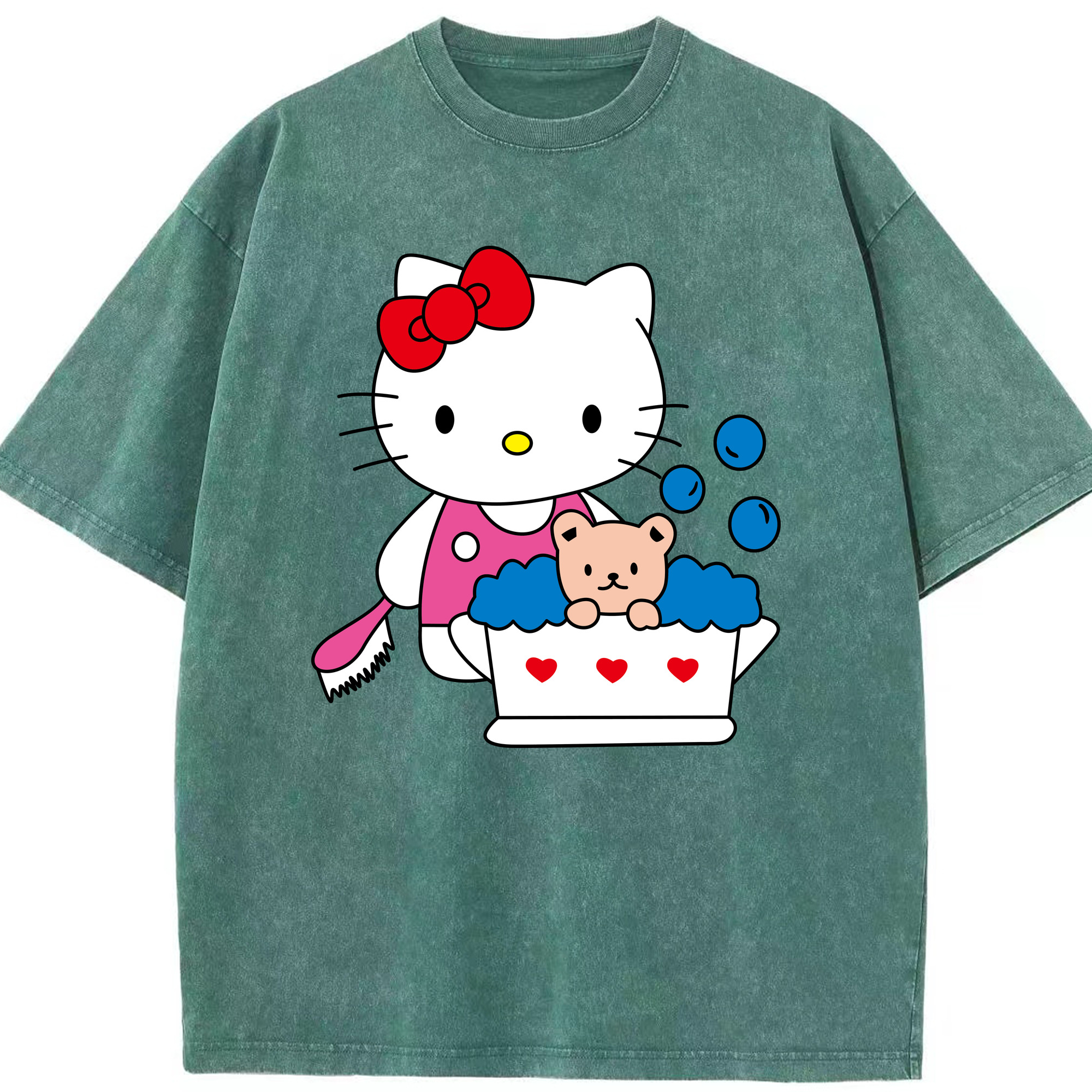 （画像用） Hello Kitty ハローキティ 綿100% ヴィンテージ風 半袖Tシャツ（フロントプリント）